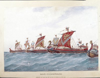ノルウェー国王オラフ1世の艦隊を表す 作： Rafael Monleon y Torres