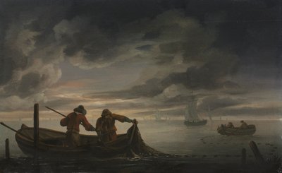 漁師のいる河口の風景、1600 年代の第 2 四半期。 作： Rafel Govertsz. Camphuysen