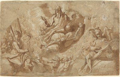 父なる神と雲の上の天使 作： Raffaello Motta