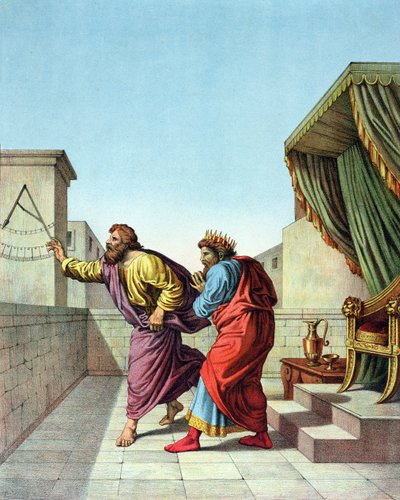 ヒゼキヤ王はイザヤを通して神からさらに15年間生きるという印を与えられた 作： Raffaello Sanzio Raphael
