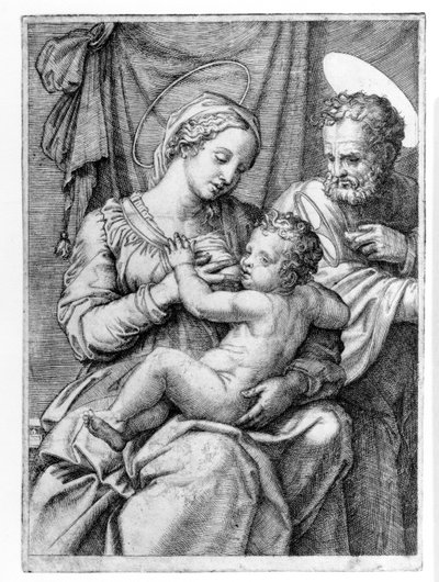 マルカントニオライモンディによって刻まれた聖家族、1515年頃 作： Raffaello Sanzio Raphael