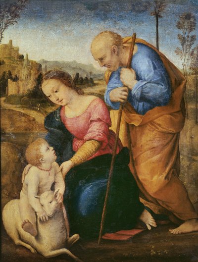 子羊のいる聖家族（油彩） 作： Raffaello Sanzio Raphael