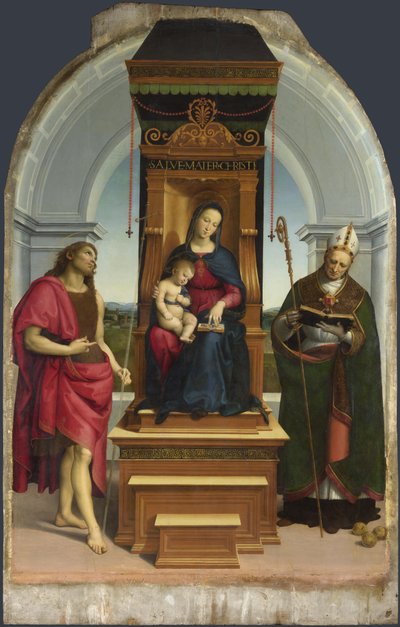 聖ヨハネと洗礼者聖ニコラスとバーリの聖ニコラスとのマドンナと子供The Ansidei Madonna、1505 作： Raffaello Sanzio Raphael