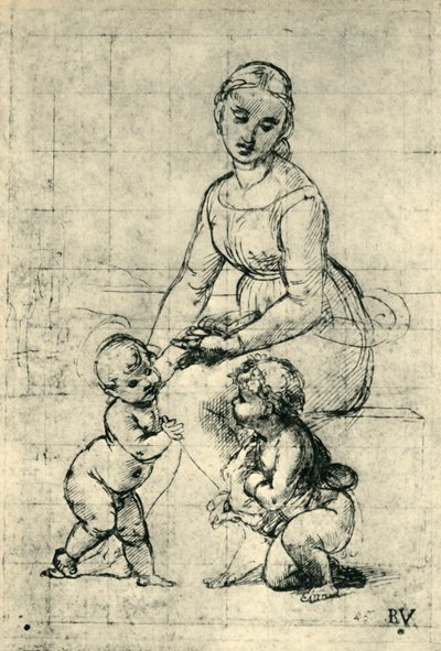 マドンナ、キリストの子と聖ヨハネ、1507年、1943年。 作： Raffaello Sanzio Raphael