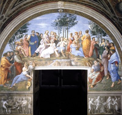 スタンザデッラセグナチュラのパルナッソスフレスコ、1509〜1511年 作： Raffaello Sanzio Raphael