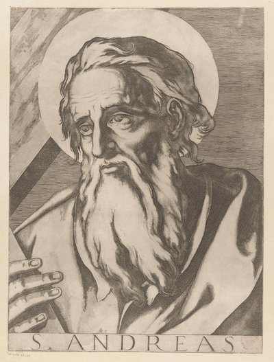 聖アンドリュー 聖アンドリュー (オブジェクトのタイトル) Christ, Mary en de twaalf apostelen (シリーズタイトル) 聖使徒大学（シリーズタイトル） 作： Raffaello Schiaminossi