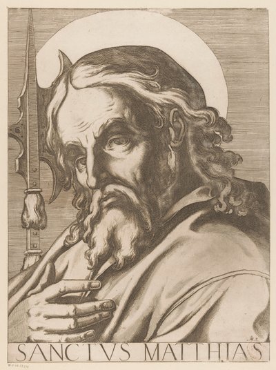 聖マタイ Saint Matthias (オブジェクトのタイトル) Christ, Mary en de twaalf apostelen (シリーズタイトル) 聖使徒大学（シリーズタイトル） 作： Raffaello Schiaminossi