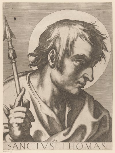 聖トーマス Saint Thomas (オブジェクトのタイトル) Christ, Mary en de twaalf apostelen (シリーズタイトル) 聖使徒大学（シリーズタイトル） 作： Raffaello Schiaminossi