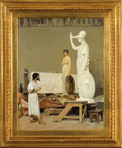 ミネルバ像の制作に取り組むフィディアス、1869 年。 作： Raffaello Sorbi