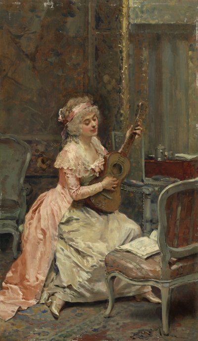 ギターを持つ女性、1870年頃 作： Raimundo de Madrazo y Garreta
