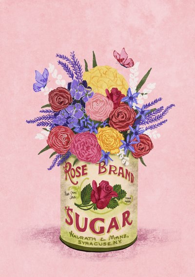 ビンテージの缶に入った花 作： 