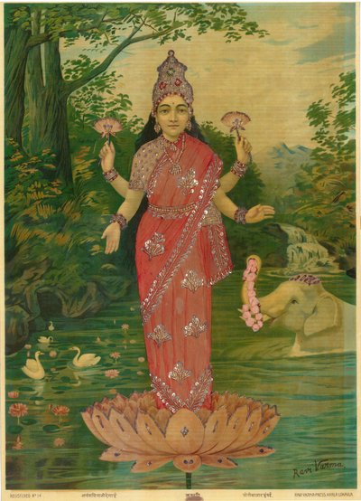 ラヴィ・ヴァルマ・プレス社『Lakshmi Embellished 作： ラジャ・ラヴィ・ヴァルマ