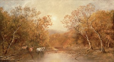 牛のいる風景（油彩・キャンバス） 作： Ralph Albert Blakelock