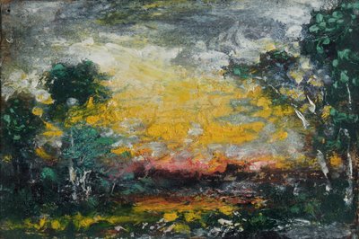サンセット、1916年（段ボールに油彩） 作： Ralph Albert Blakelock