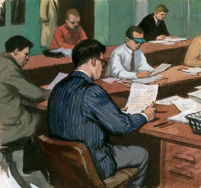 1960年代、デスクに向かうジャーナリストたち 作： Ralph Bruce