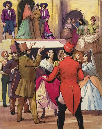 ジョルジュ・ビゼー（1838-75）の「カルメン」の一場面のリハーサル（紙にグワッシュ） 作： Ralph Bruce