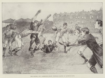 クイーンズクラブでのオックスフォードとケンブリッジラグビーサッカーの試合 作： Ralph Cleaver