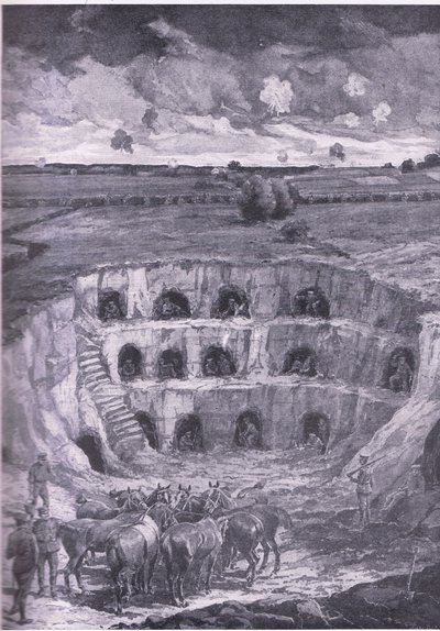 現代の洞窟住人、 『大戦争の歴史』第3巻、Waverley Book Co Limited発行、1920年 作： Ralph Cleaver