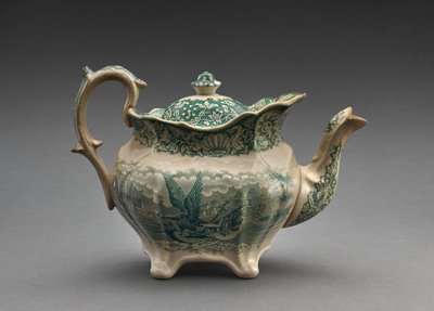 ティーポット、c.1847-49（転写印刷付きの鉛釉陶器） 作： Ralph Hall