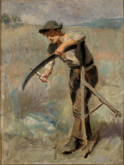 鎌を研ぐ、1897 作： Ralph Hedley