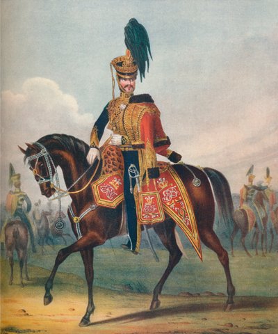 「プリンス・オブ・ウェールズ自身の王立軽騎兵連隊の第 10 士官」、19 世紀、1909 年 作： Ralph Nevill