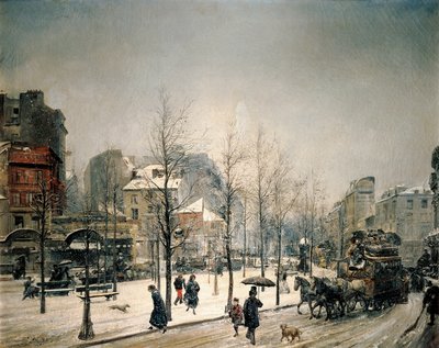 クリシー大通りの雪。ラモン・マルティ・イ・アルシーナ（1826-1894）の絵 作： Ramón Martí Alsina
