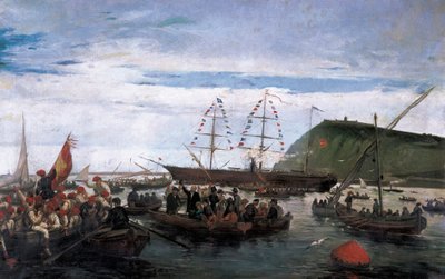 1870年、キューバ戦争に出征するカタルーニャの義勇兵たち 作： Ramón Padró y Pedret