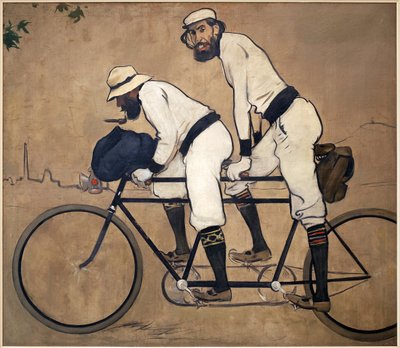 ラモン・カサとペレ・ロメウのタンデム。 ラモン・カサス (1866-1932) の絵画、キャンバスに油彩 作： Ramón Casas