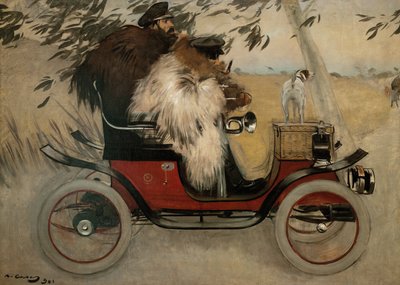 自動車のラモン・カサスとペレ・ロメウ - カサス、ラモン (1866-1932) - 1901 - キャンバスに油彩 - 208x291 - カタルーニャ美術館、バルセロナ 作： Ramón Casas