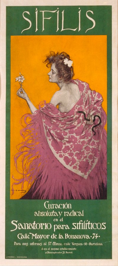 梅毒 (ポスター) - ラモン・カサス (1866-1932) の作品 - 1900 - カラーリトグラフ - 80x34.3 - カタロニア国立美術館、バルセロナ 作： Ramón Casas