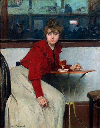 ムーラン・ド・ラ・ギャレット」または「ラ・マドレーヌ」にて。ラモン・カサス・イ・カルボ（1866-1932）の絵 作： Ramon Casas i Carbo