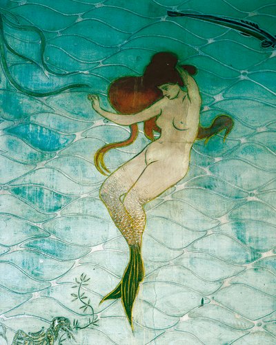 バルセロナのスペイン人宿の人魚の間、詳細 作： Ramon Casas i Carbo