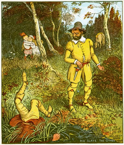 "And he that was the mildest mood, did slaye the other there", Babes in the woodの挿絵。 作： Randolph Caldecott