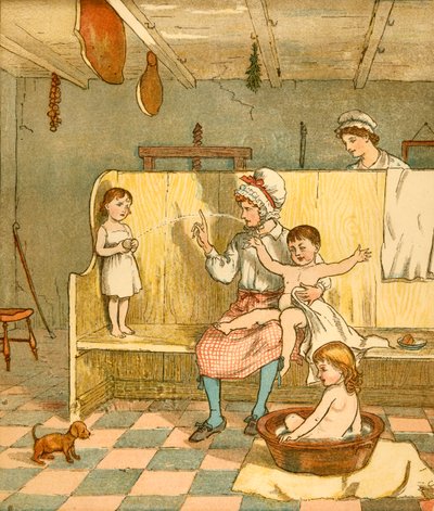 バスタイム、c1881。 作： Randolph Caldecott