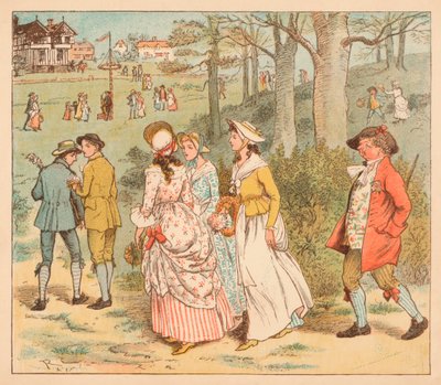 Lasses and Lads、c1885、1934年。 作： Randolph Caldecott