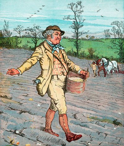 農家の種まき放送、1881 作： Randolph Caldecott