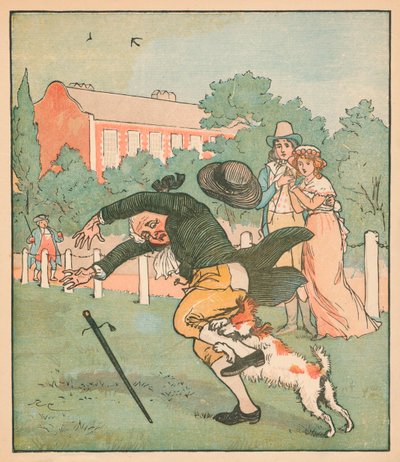 犬に噛まれたイズリントンの善人、c1879。 作： Randolph Caldecott