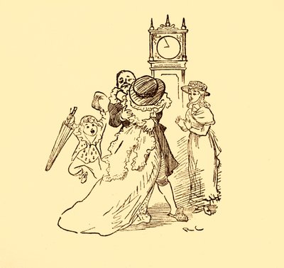 ジョンギルピンは妻と子供たちと再会しました、1878年、1918年。 作： Randolph Caldecott
