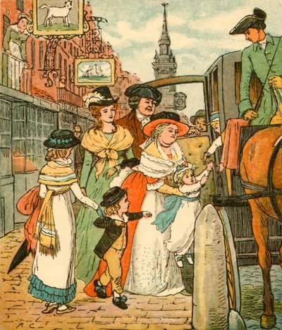 ジョンギルピンは、1878年、c1918年に、家族を寝椅子で見送りました。 作： Randolph Caldecott