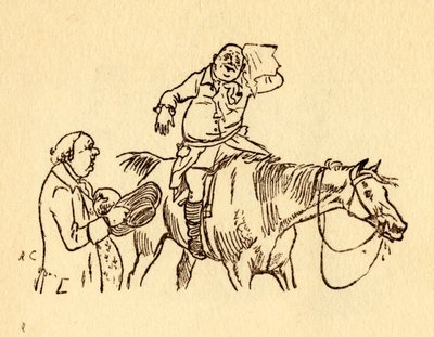 ジョンギルピンは、1878年、c1918のハンカチで汗をかいた眉を拭きます。 作： Randolph Caldecott
