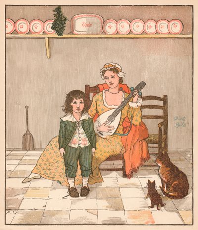 物語を歌う準備をしているマスタービルプリムローズ、c1879。 作： Randolph Caldecott