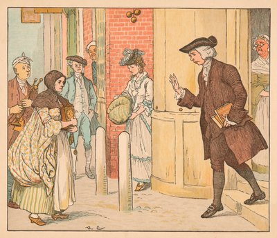質屋の外の人々、c1885、1934年。 作： Randolph Caldecott