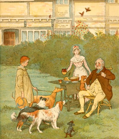 ファーマーズボーイとマスター犬、c1881。 作： Randolph Caldecott