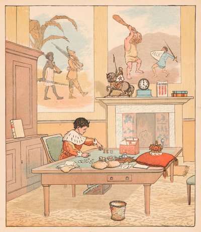 王は彼の数える家にいて、彼のお金を数えました、1880。 作： Randolph Caldecott