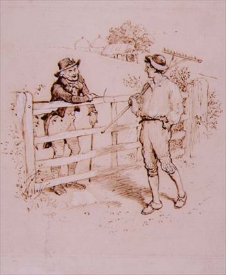 エドウィン・ウォーの「Lancashire Sketches」からの挿絵「The Shepherd」（John Heywood社刊 作： Randolph Caldecott