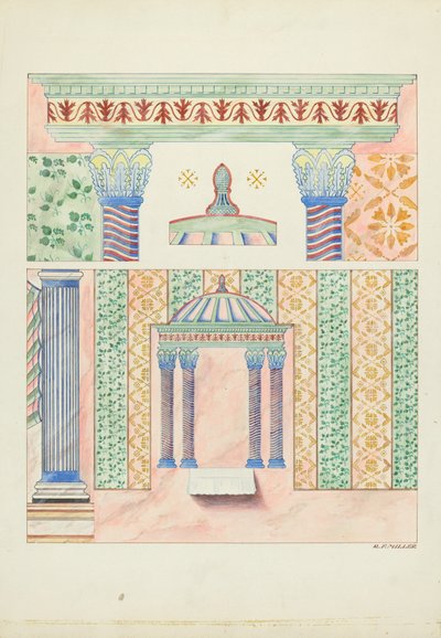 聖域の側壁、壁画の詳細 作： Randolph F. Miller