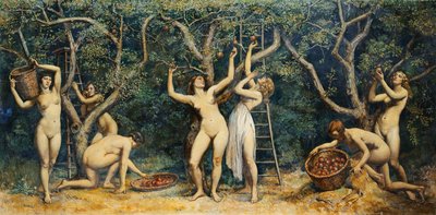 リンゴを集めるニンフ 作： Randolph Schwabe