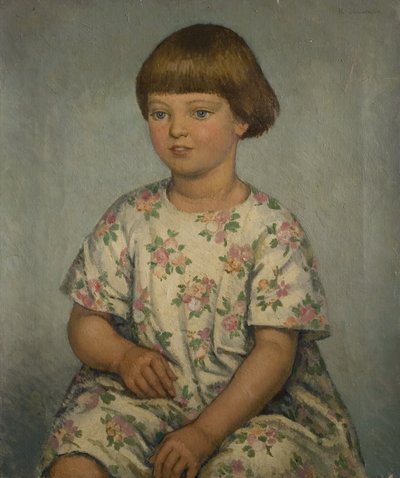 子供の肖像、20世紀半ば（キャンバスに油彩） 作： Randolph Schwabe