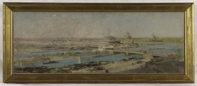 アルフォートヴィル市庁舎の議場のスケッチ：シャラントン高台からのアルフォールヴィルの眺め 作： Raoul Joseph Arus