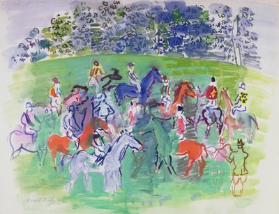 レースにて、1930-50年頃（グワッシュ） 作： Raoul Dufy